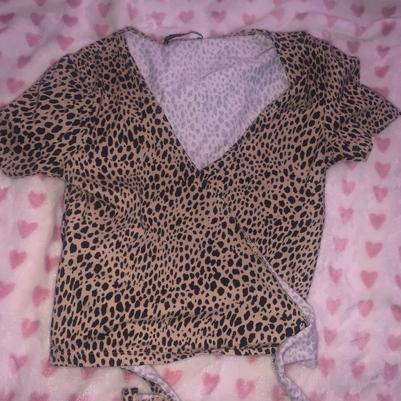 NWOT brandy rae cheetah wrap top - Picture 3 of 4